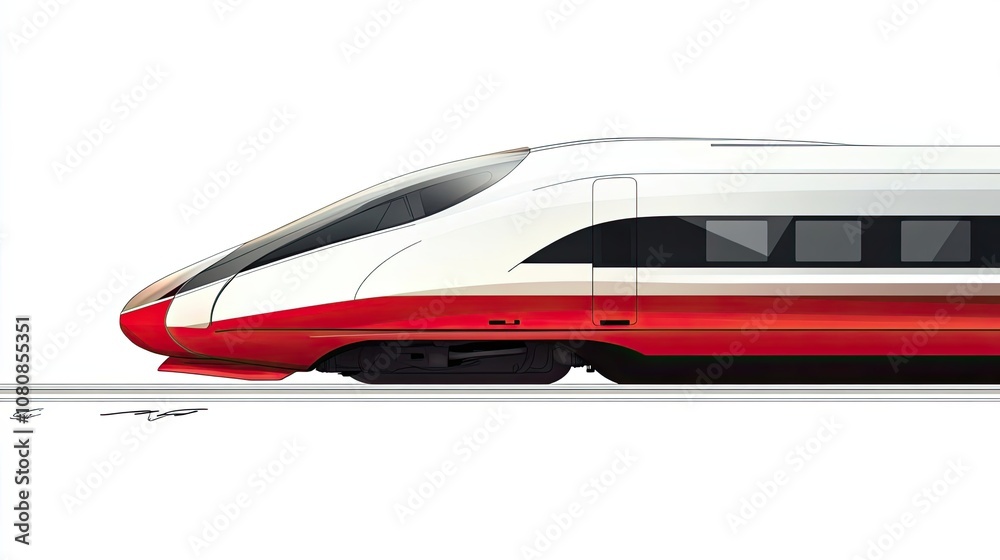 Side View of a Modern High-Speed Train on Tracks Side View of a Modern High-Speed Train on Tracks