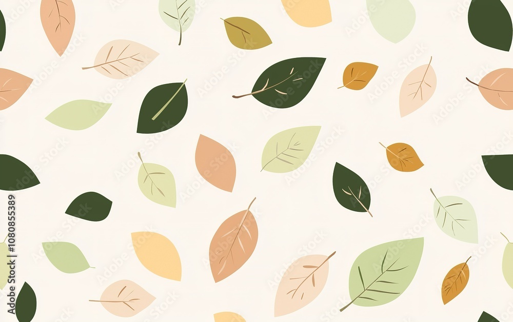 Colorful leaves scattered on a light background, representing autumn's beauty and seasonal change Colorful leaves scattered on a light background, representing autumn's beauty and seasonal change