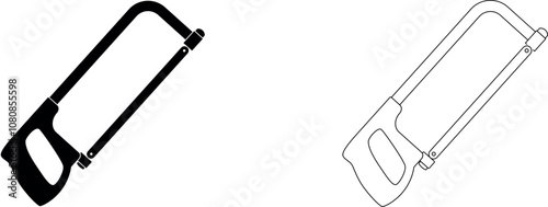 Hand hacksaw for metal. Vector icon.