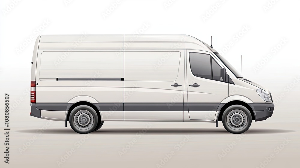 White Cargo Van with Side View and Blank Doors White Cargo Van with Side View and Blank Doors