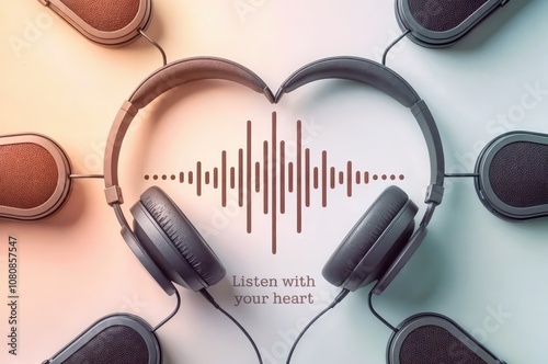 Listen with Your Heart: Headphones Forming a Heart Shape with Sound Waves for Connection
