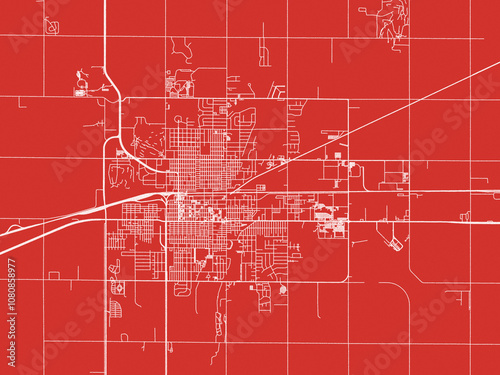 Christmas Map of Aberdeen South Dakota, USA in Snowy White on Festive Red Background. photo