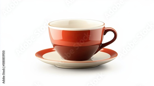 Empty Red and White Coffee Cup on Saucer