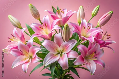 Beautiful Soft Pink Lilies Against a Gentle Background, Ideal for Floral Arrangements, Home Decor, and Artistic Designs, Perfect for Various Creative Projects