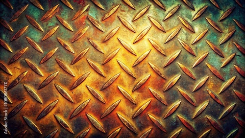 Detailed Grunge Metal Texture with Diamond Pattern Ideal for Design Projects, Backgrounds, and Aesthetic Uses in Rustic and Industrial Themes