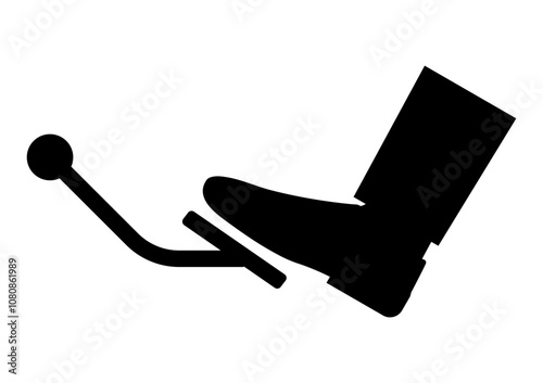 Car Pedals. Foot Pressing on Brake or Accelerator or Clutch Pedal Icon Symbol. Vector Illustration. 