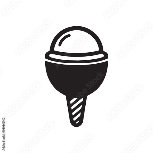 Simple Vector Icon of a coconut ice cream – Logo Design Illustration