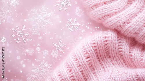 A soft pink gradient background with delicate snowflakes and a cozy knitted pattern, creating a sweet and inviting card.