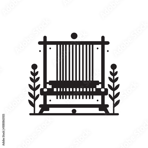 Simple Vector Icon of a weaving looms – Logo Design Illustration