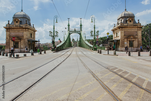 Liberty (Freedom) Bridge on river Danube is a gorgeous green coloured structure that stands proudly in the centre of the historic city of Budapest photo