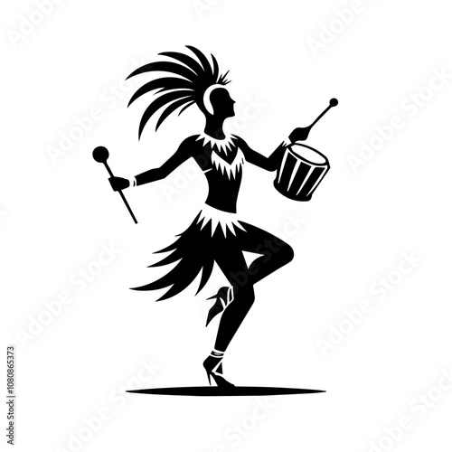 Simple Vector Icon of a samba traditional dance – Logo Design Illustration