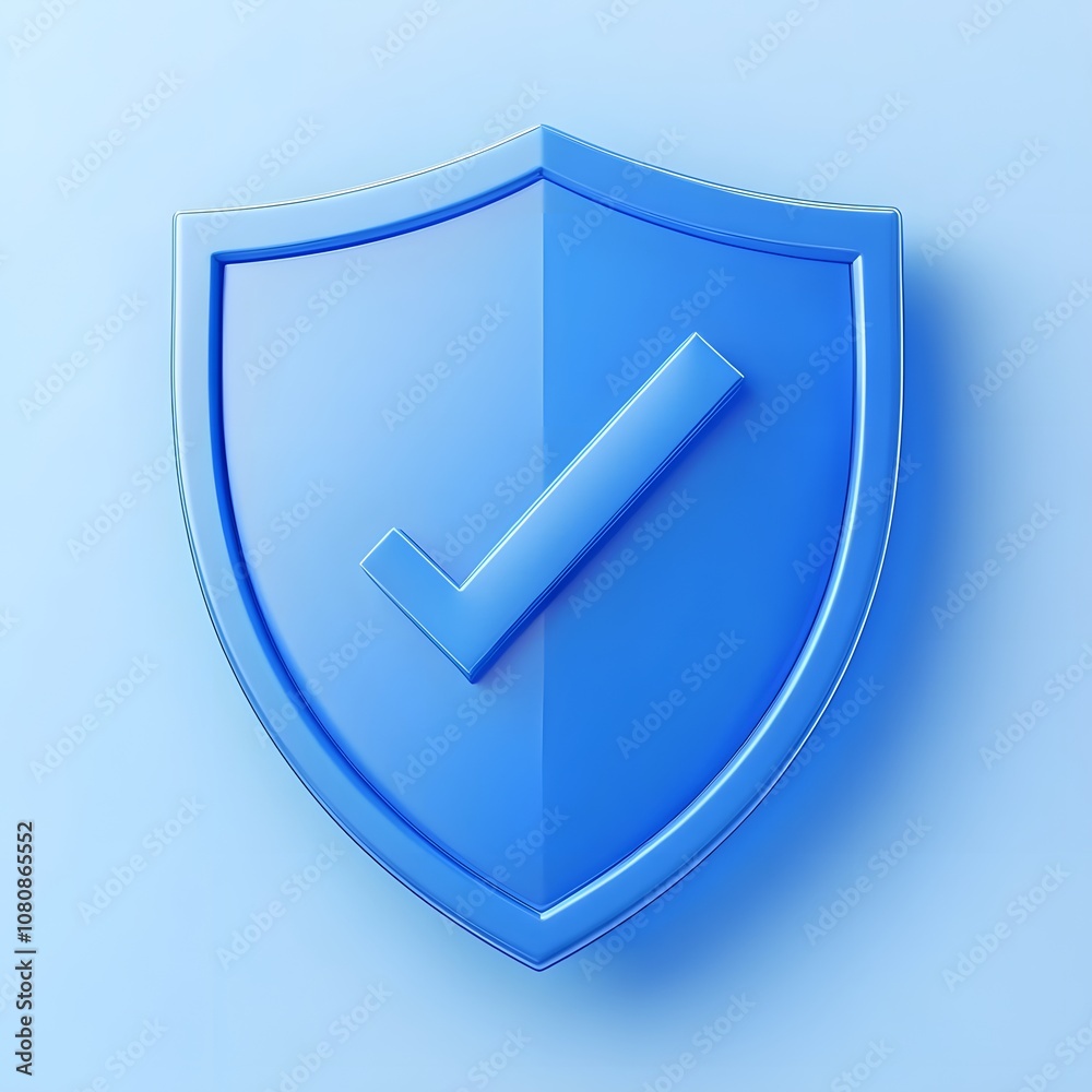 BLUE 3D shield protection icon with check for online payment on white background concept, user account for 3d security with payment protection on isolated vector render background BLUE 3D shield protection icon with check for online payment on white background concept, user account for 3d security with payment protection on isolated vector render background