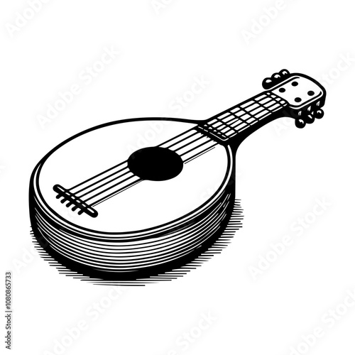 Simple Vector Icon of a Cavaquinho brazilian instrument – Logo Design Illustration