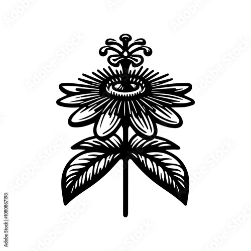 Simple Vector Icon of a Brazil passionflower flower plant – Logo Design Illustration