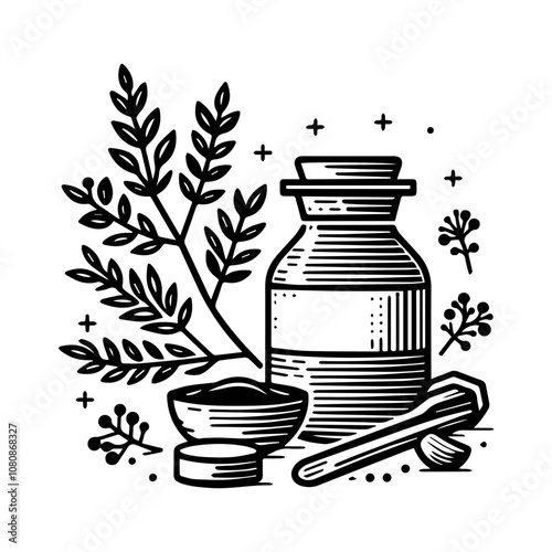 Simple Vector Icon of a healty herbal – Logo Design Illustration