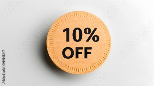 Wallpaper Mural Black '10% OFF' Text on a Light Orange Round Paper Note. White Background with Copy Space Torontodigital.ca