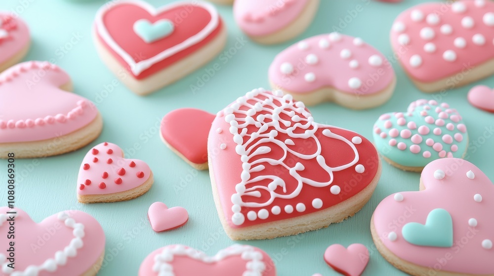 Baking heart-shaped cookies for a romantic valentine's dinner home kitchen food photography cozy setting sweet treats for anniversary celebrations