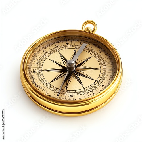 Vintage compass on a white isolated background