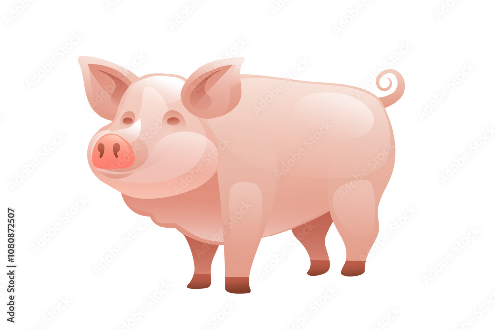 Illustration of a pig, realistic in 3D style. Illustration of a pig, realistic in 3D style.