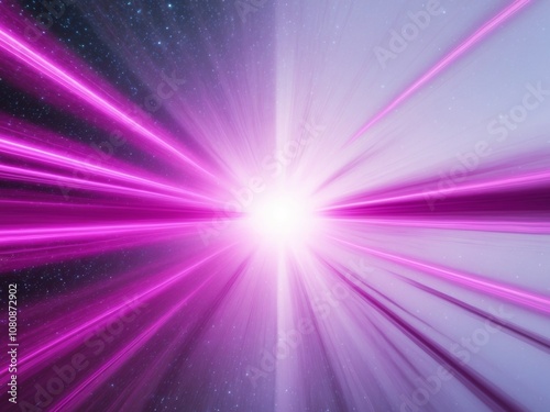 vibrant purple light streaks speed through motion blurred galaxy with bright white center.