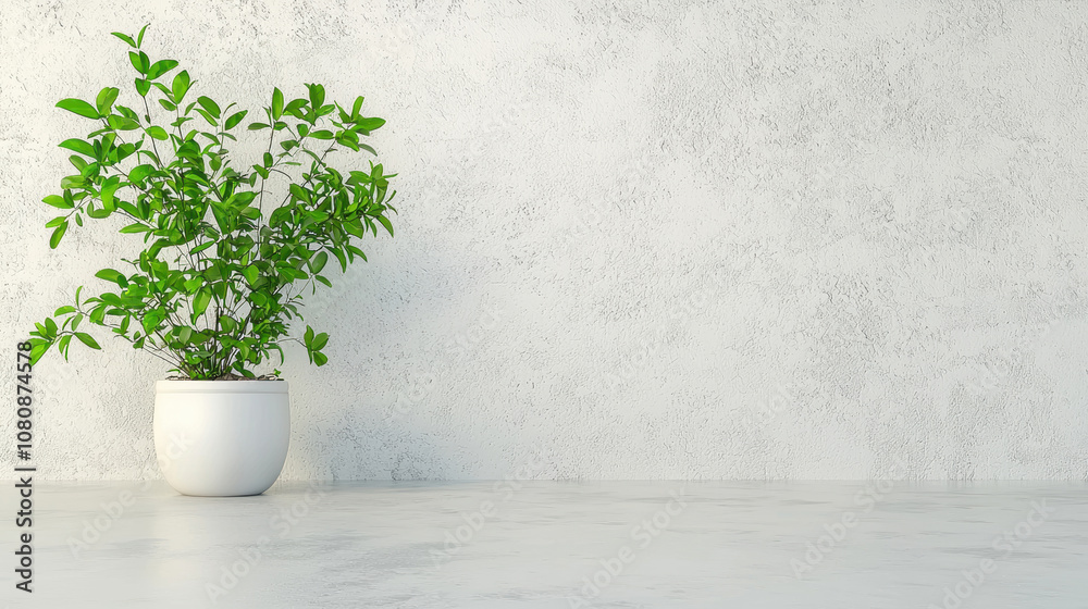 Lush Green Decorative Plant in White Pot on Modern Concrete Surface Against Textured Wall for Trendy Interior Design and Home Decor Inspiration Lush Green Decorative Plant in White Pot on Modern Concrete Surface Against Textured Wall for Trendy Interior Design and Home Decor Inspiration