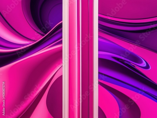 vibrant abstract flowing shapes in vivid pink purple colors liquid effect fluid art vertical format. photo