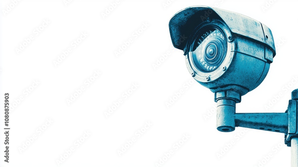 High-Quality Close-Up of an Outdoor Surveillance Camera on a Bright Background, Ideal for Security and Technology Illustrations in Modern Environments High-Quality Close-Up of an Outdoor Surveillance Camera on a Bright Background, Ideal for Security and Technology Illustrations in Modern Environments