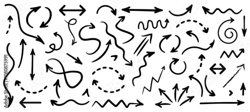 Arrow vector elements hand drawn arrows brush stroke curly arrow collection