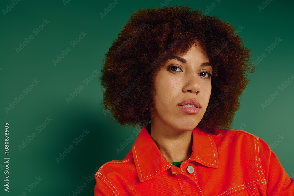A young African American woman in casual attire expresses her emotions powerfully, set against lush green. A young African American woman in casual attire expresses her emotions powerfully, set against lush green.