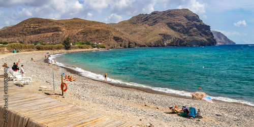 Beach of Las Negras, Las Negras Village, Cabo de Gata-Níjar Natural Park, UNESCO Biosphere Reserve, Hot Desert Climate Region, Almería, Andalucía, Spain, Europe