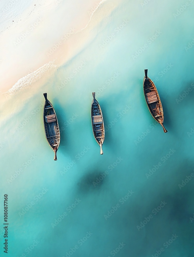 Serene Aerial View of Boat in Turquoise Waters Serene Aerial View of Boat in Turquoise Waters