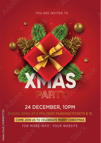 merry Christmas party poster background lettering label. abstract Vector illustration design.