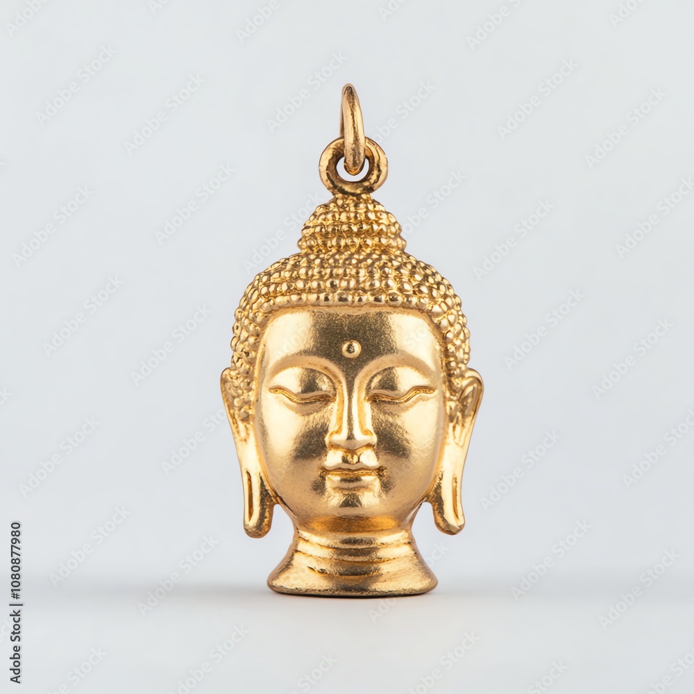 Golden Buddha pendant on white background Golden Buddha pendant on white background