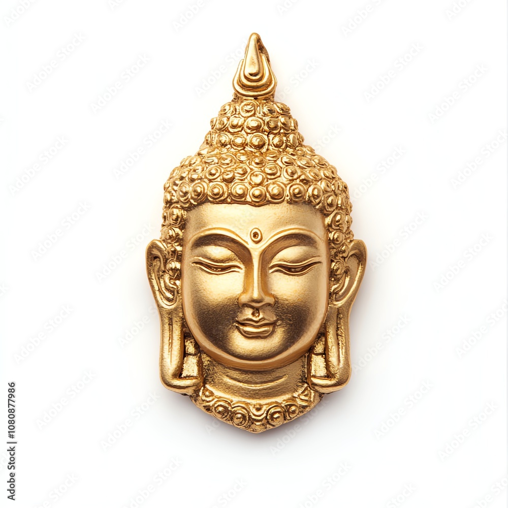 Golden Buddha face, white isolate background Golden Buddha face, white isolate background