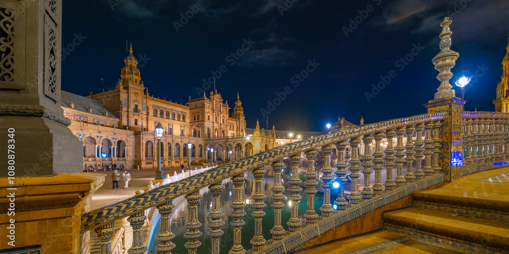 Naklejka premium Plaza de España, Ibero-American Exposition of 1929, Sevilla, Andalucía, Spain, Europe