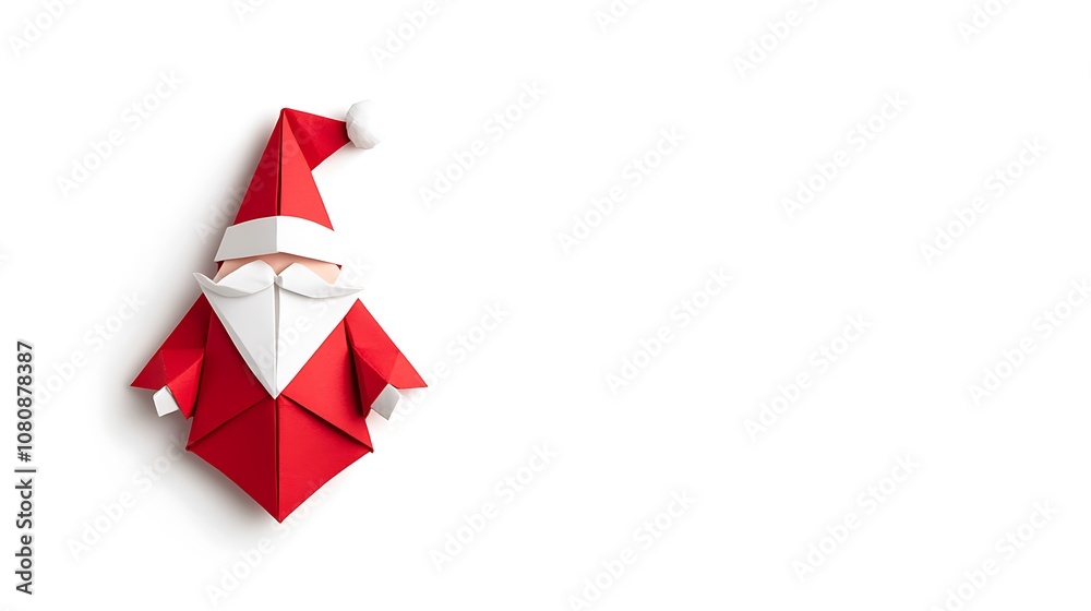 Naklejka premium Origami Santa Claus on White Background