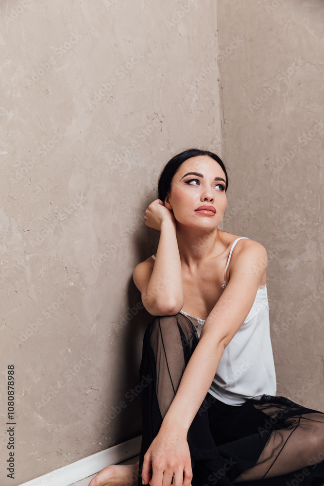 Portrait of a beautiful slender young brunette woman Portrait of a beautiful slender young brunette woman