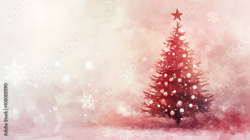 un fondo con espacio de copia con copos de nieve con un arbol de navidad decorado navideño para tarjeta o diseño de navidad