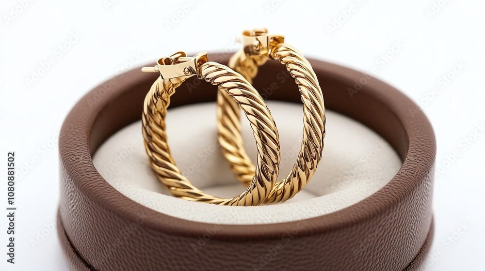 Gold hoop earrings in a jewelry box Gold hoop earrings in a jewelry box