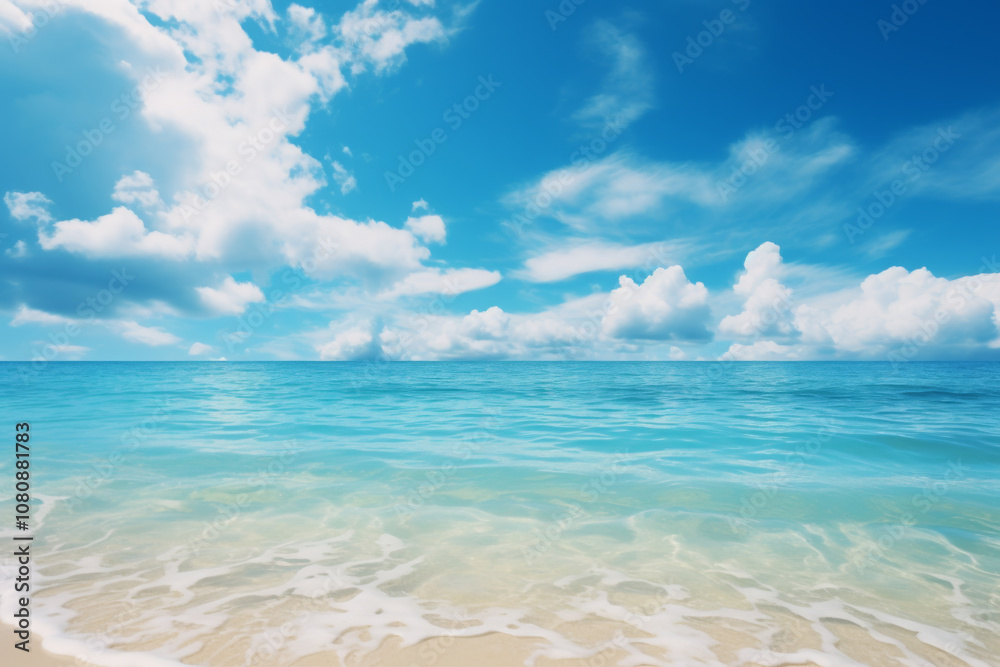 Ocean Water with Blue Sky and Clouds