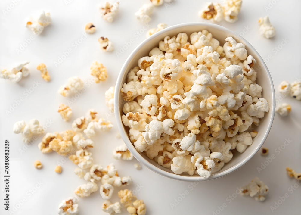 Bowls of Buttered Popcorn on White Background Bowls of Buttered Popcorn on White Background