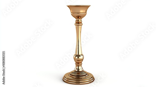 Elegant gold candle holder, white isolate background