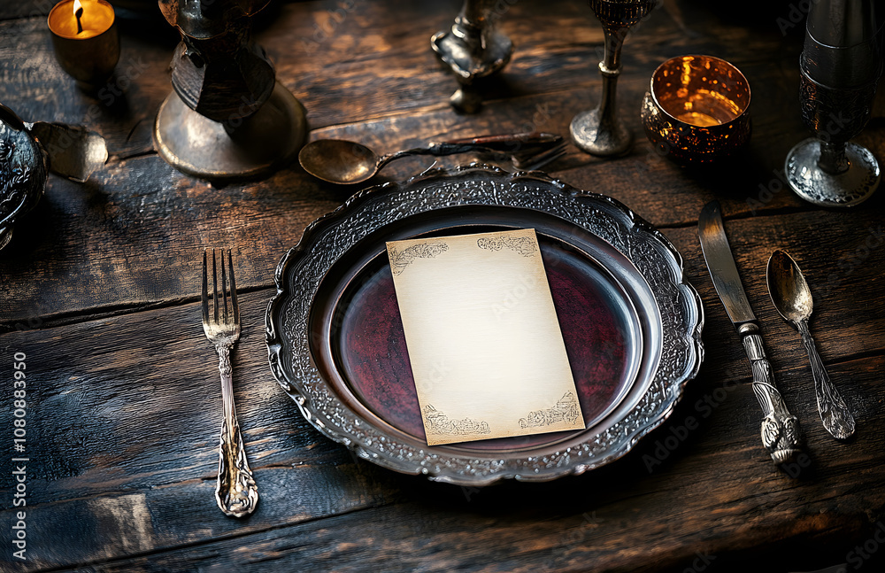 Rustic Medieval-themed Wedding, with tableware and cutlery typical of ...