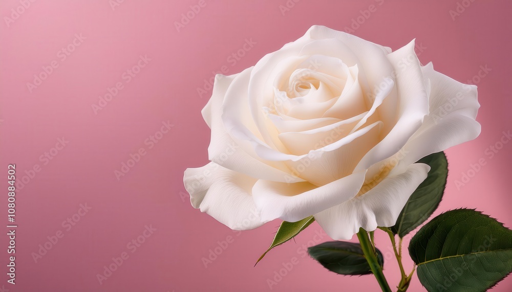 Elegant White Rose on Soft Pink Background, Perfect for Valentine’s Day, Romance, and Love Themed Designs, Symbolizing Purity and Affection, Ideal for Greeting Cards and Floral Advertising Elegant White Rose on Soft Pink Background, Perfect for Valentine’s Day, Romance, and Love Themed Designs, Symbolizing Purity and Affection, Ideal for Greeting Cards and Floral Advertising