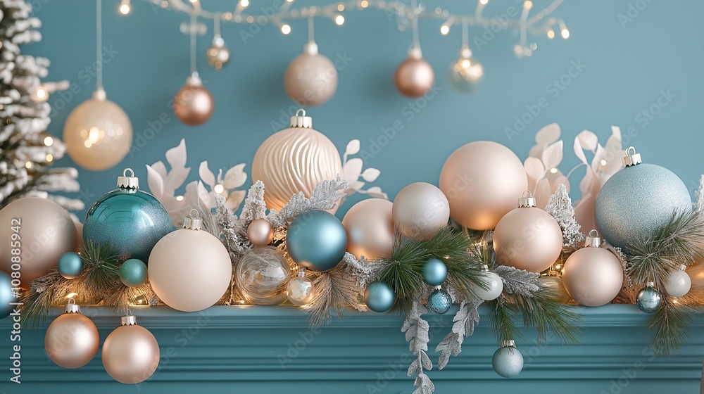 Christmas Mantel in Pastel Theme Christmas Mantel in Pastel Theme