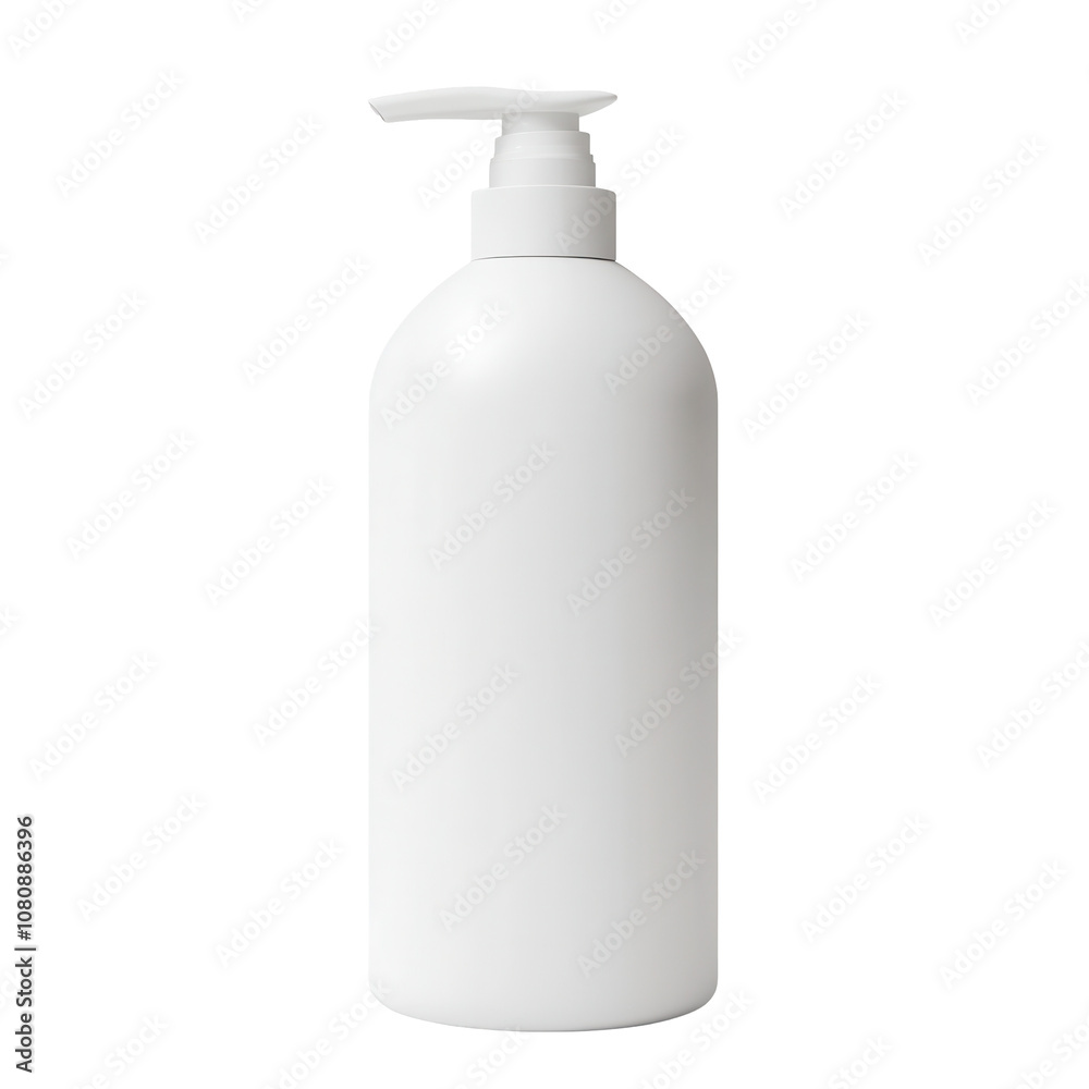 A plain, white pump bottle, typically used for lotions or soaps, standing upright against a neutral background. A plain, white pump bottle, typically used for lotions or soaps, standing upright against a neutral background.