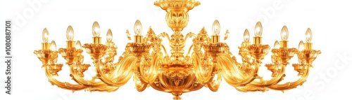 Wallpaper Mural Elegant golden chandelier, white isolate background Torontodigital.ca