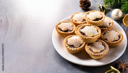homemade festive mince pies on white plate