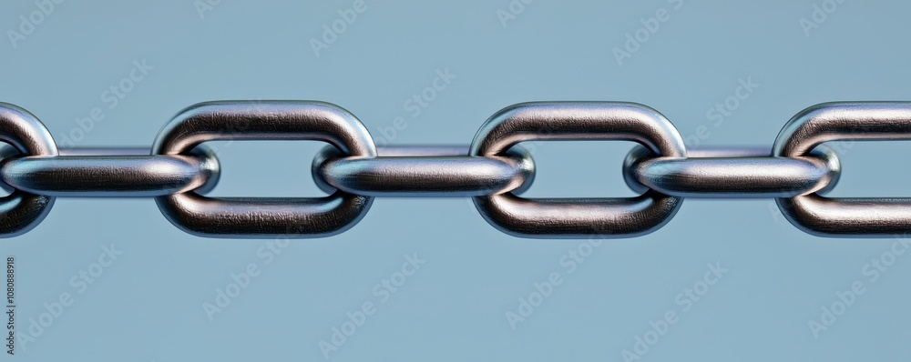 A close-up of a metallic chain link against a light background, showcasing its interconnected rings and reflecting surface. A close-up of a metallic chain link against a light background, showcasing its interconnected rings and reflecting surface.