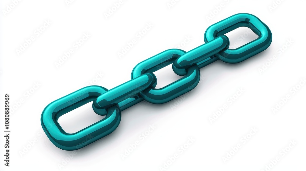 A stylized turquoise chain link symbolizing connectivity, strength, and digital relationships in a sleek, modern design. A stylized turquoise chain link symbolizing connectivity, strength, and digital relationships in a sleek, modern design.